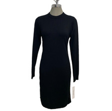 NEW Calvin Klein Elegant Sweater Dress Black Side Logo Women's size S