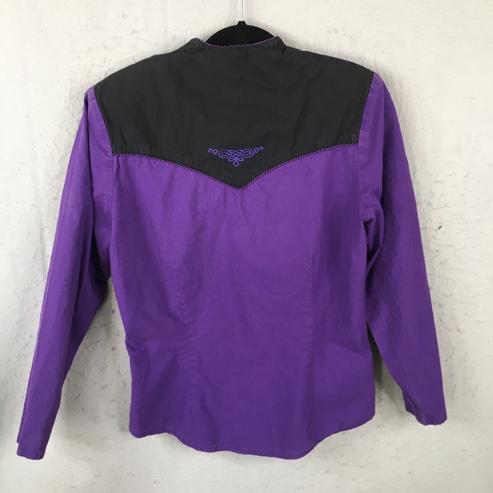 Vintage Lilia Smitty Western Shirt Womens Medium Purple Black 80s