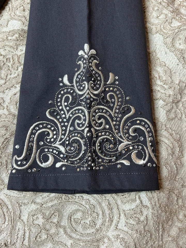 Quacker Factory Scroll Embellished Woven Jacket Gray Large Coastal Grandma - Image 2 of 4