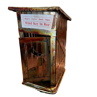 Vtg Brass Copper Metal Tin Music Box Outhouse Plays Those Were The Days Works