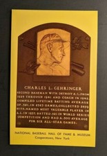 1969 Baseball Hall of Fame Plaque Charles L Gehringer FDC Postcard Cover