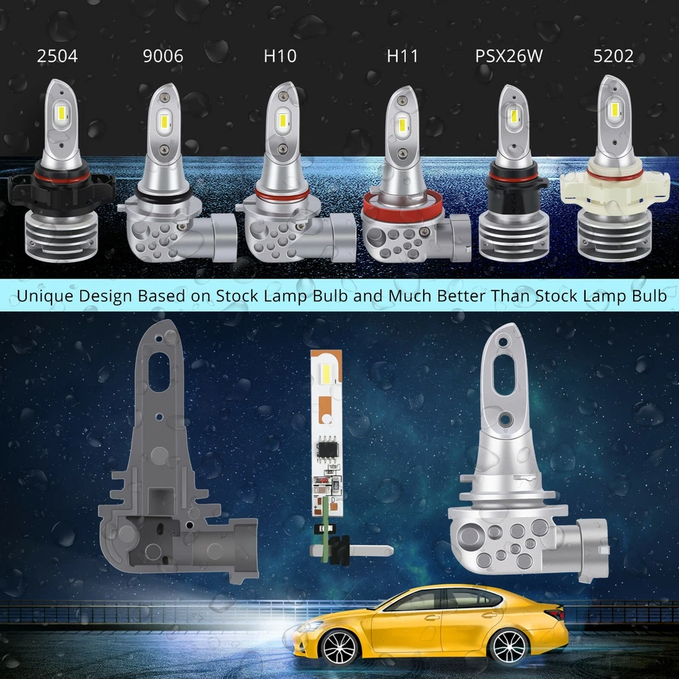 5530 LED Fog Light Bulbs,All Metal One Piece Heavy Duty, 2504,5202,9006,9145,H11 - Image 2 of 4