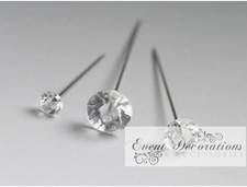 DIAMANTE PINS CLEAR DIAMOND SHAPE HEAD SILVER PIN -CHOOSE DIAMONTE SIZE & AMOUNT