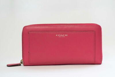 COACH wallet accordion zip round zipper Authentic Color Pink