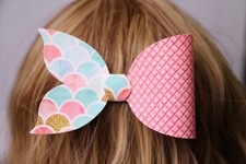 Pink Teal Mermaid Tail Hairbow BOUTIQUE HANDMADE STACKED