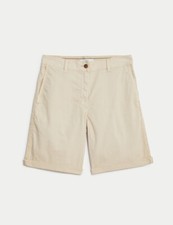 NWT M S Tea Dyed Cotton Chino Shorts UK 24 Natural Sand Lightweight Holiday