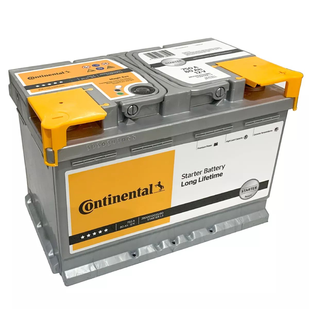 Autobatterie Continental 12V 80Ah 750A Starterbatterie Batterie 72Ah 74Ah  75Ah