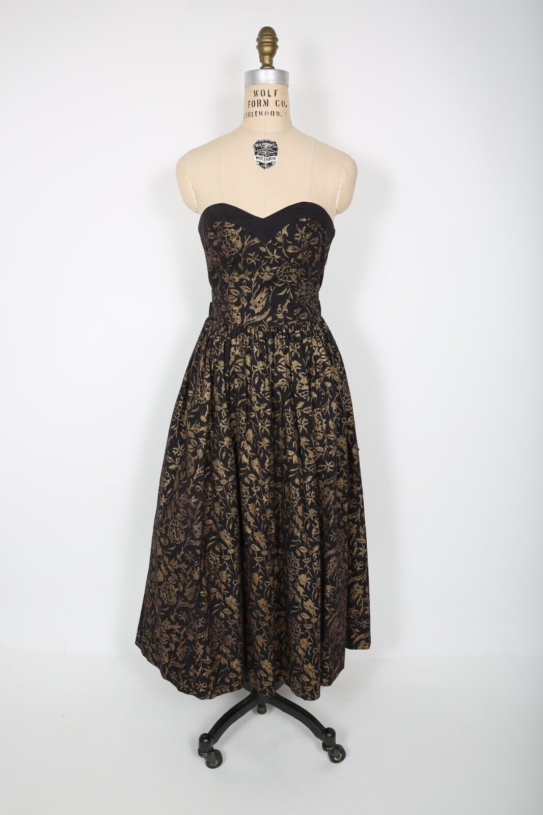 80s 90s Vintage LAURA ASHLEY Black & Gold Floral … - image 1