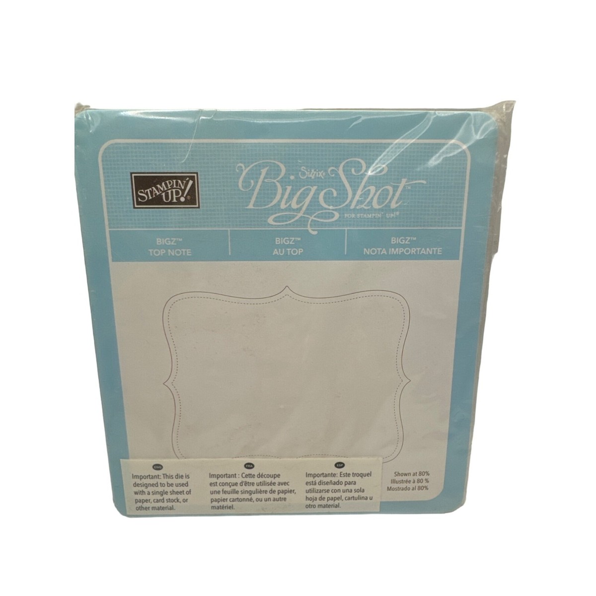 Stampin Up Sizzix Big Shot Bigz Top Note Die 5.5 x 6 x 0.625 for