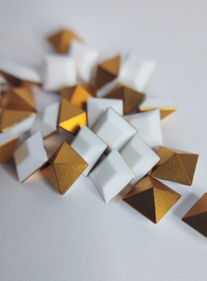 RARE! Vintage NEW Swarovski 4400 CHALKWHITE 8mm Square Gold Foiled ~ FULL PKG 36