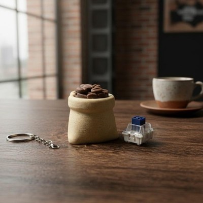 3D Printed Coffee Beans Simulation Coffee Cup Stress-relieving Toys Clicker