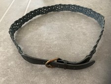 ceinture cuir noir tressée 3x95cm (T40) boucle bronze