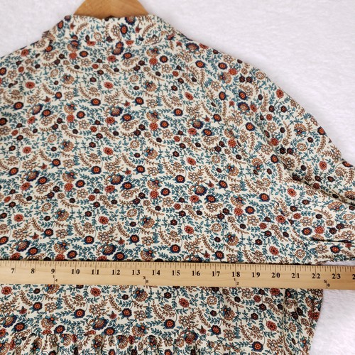 Natural Life Boho Maxi Dress XL Floral Paisley Button Front Short Sleeve Rayon - Picture 10 of 11