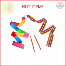 Dance Ribbons Rainbow Streamers Rhythmic Gymnastics Ribbon Baton Twirling Wands