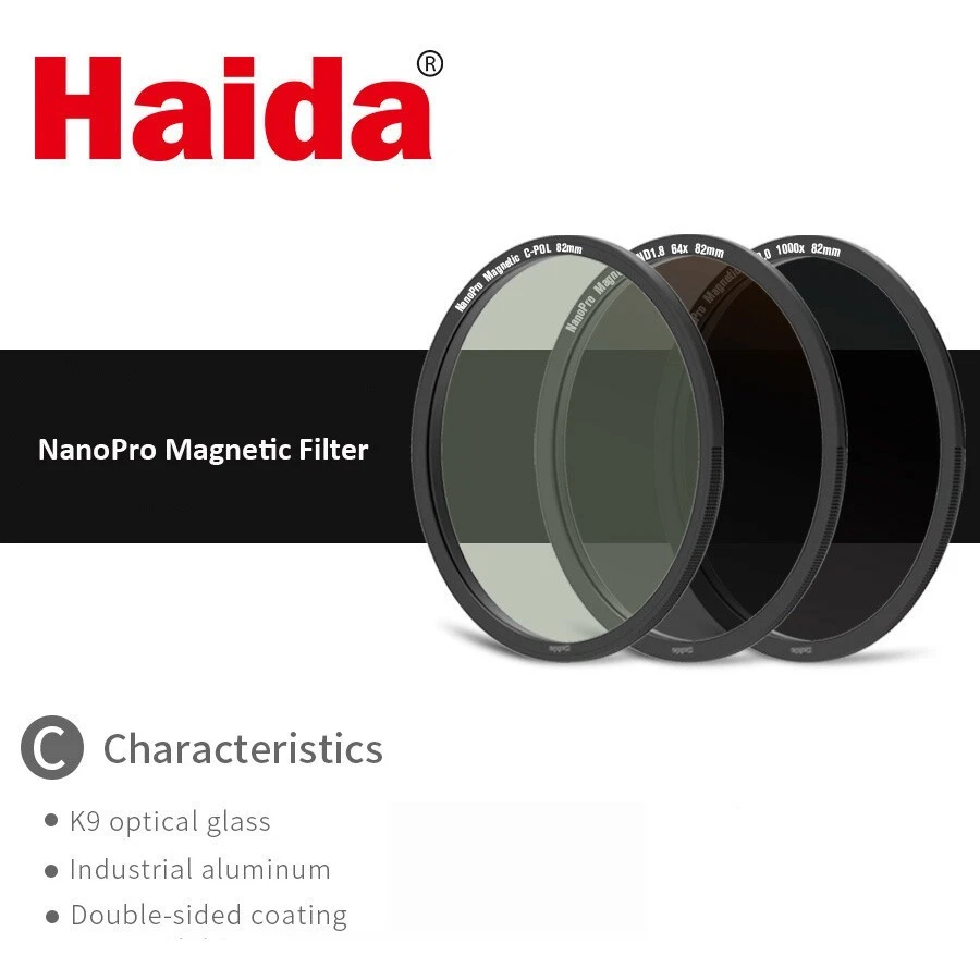 Haida 72 77 82mm NanoPro Magnetic Filter Kit, CPL + ND1.8 + ND3.0 + Cap + Case - Image 3 of 4