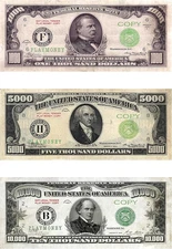 INC Play Fake Copy Money for Kids 10,000 5000 1000 Dollar Looks Real Gag Props f