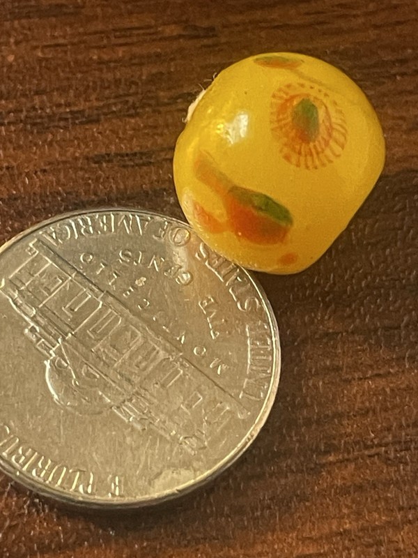 Antique Venetian Decorated Large Yellow Bead