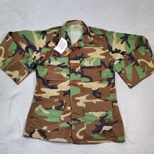 Vintage US Army Coat Hot Weather Woodland Camoflauge Medium Long Combat 90s Y2K