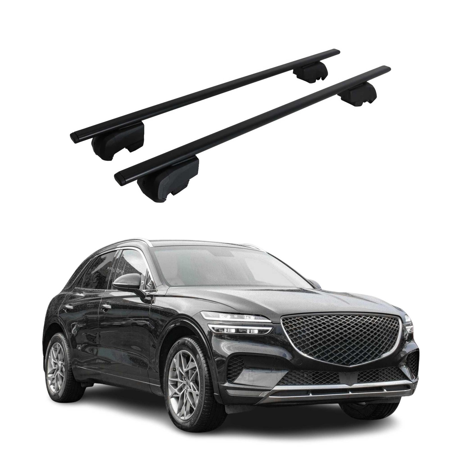 Barres de toit transversales pour Genesis GV70 de 2022 à 2026 en fer noir