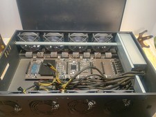 Crypto Mining Rig Case 8 GPU Slot Chassis Kit w Motherboard CPU RAM PSU  8 Fans