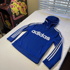 Adidas 3 Stripe Hoodie Youth Medium 10/12 Boys Blue Pullover Sweater Kids Youth