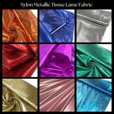 Metallic Tissue Lamé Fabric by Yard   60'' Wide Shiny Material for Décor