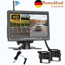7" Monitor Drahtlos LKW Wohnmobil +Kabellos Rückfahrkamera Video Funk Nachtsicht