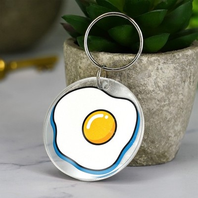 Schlüsselanhänger Spiegelei lustig Frühstück Acryl, schrulliges Geschenk für Feinschmecker