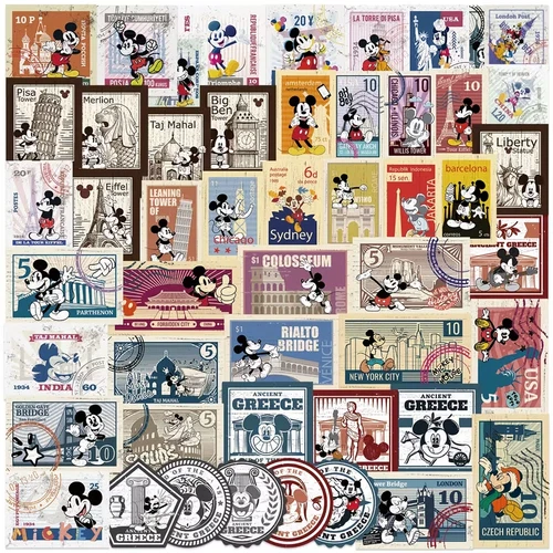 Set of 25 DISNEY  Mickey Mouse Country Stamp  Stickers Laptop / Walls / PC'S etc