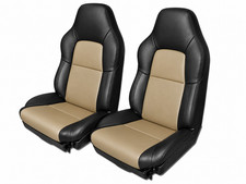 For 1994-1996 Chevy Corvette C4 Standard S.leather Pair Seat Covers Blackbeige