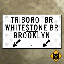 New York Triboro Whitestone Bridge Brooklyn road highway freeway guide sign 14x8