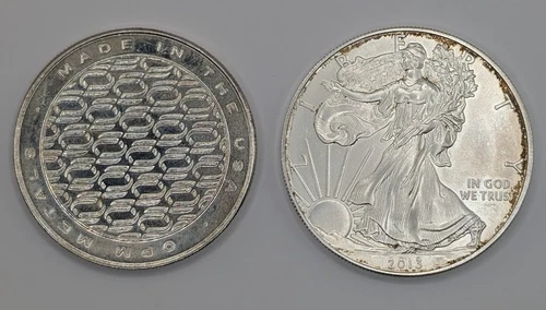 (Lot of 2) - 1 oz .999 Fine Silver Coins Rounds Bullion - (American Eagle, OPM)