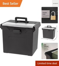 Water Resistant Lockable File Box with Handle  4-Compartment Organizer Top