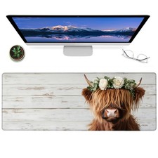 Highland Cow Gaming Mouse Pad   12x31.5in Large Extended Desk Mat with Floral...
