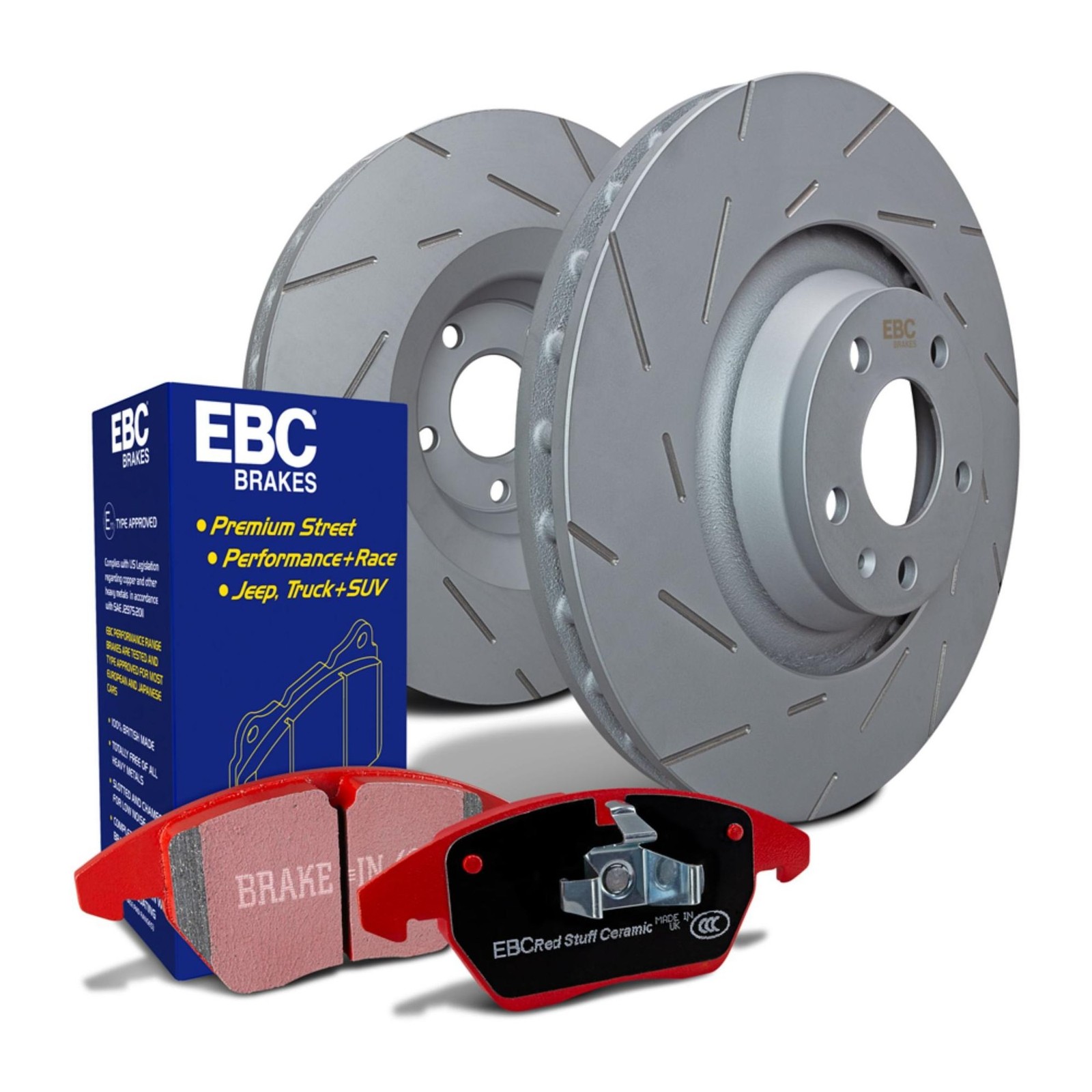 EBC Rear Ultimax Slotted Discs & Redstuff Pads Kit Fits Focus MK3 ST - PD07KR091