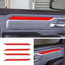 Fit For 2019-2025 Dodge Ram 1500 ABS Red Interior Door Cover Trim Decor Strip 4P