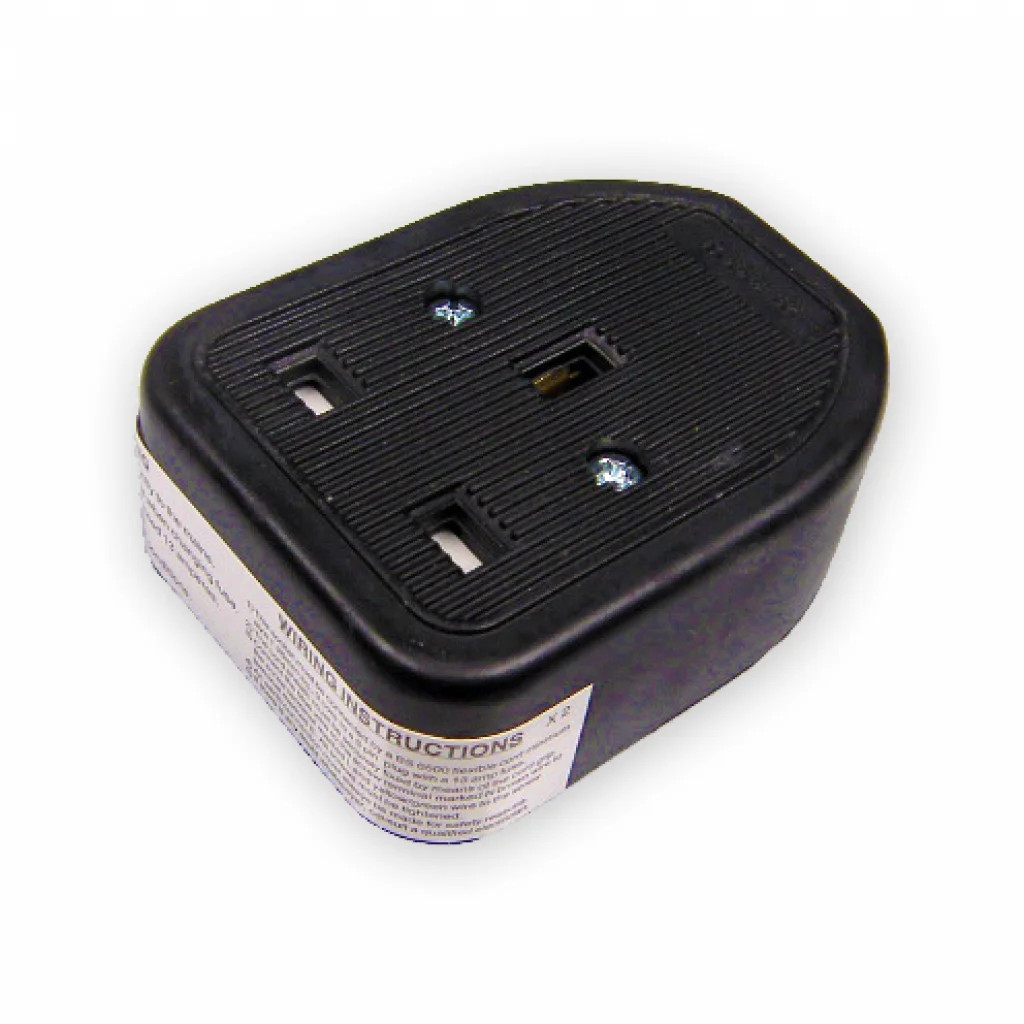 Mains Plugs Trailing Sockets & Connector Black 1 Gang 13A Socket Rubber Lyvia