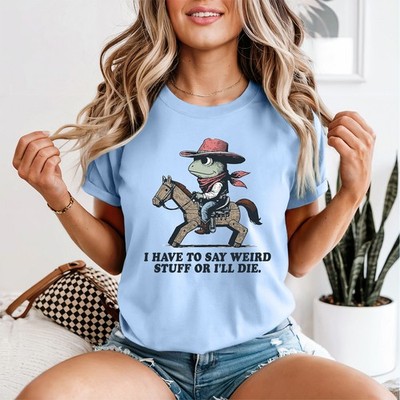 I Have To Say Weird Stuff Damen T-Shirt lustig Frosch introvertiert Geschenk für sie