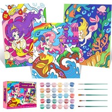 Mermaid Paint by Numbers for Kids Ages 6-12 - Acrylic Paint Set, Paint by Num...