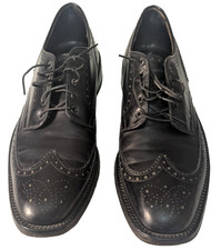 VTG Johnston & Murphy Crown Aristocraft Men's Wing Tip Dress Shoes 11.5B Black