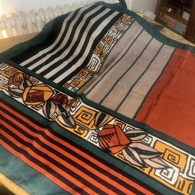 Cornelia James Vintage Polyester Schal grün orange italienischer Klassiker