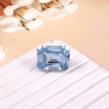 AAA Natural Brazilian Light Blue Aquamarine Loose Gemstone Emerald Cut 8.85 Ct