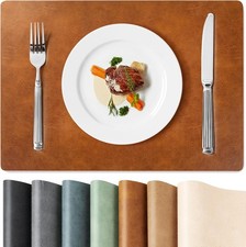 Roxifina Vinyl Placemats Set of 6 - Faux Leather Waterproof Washable PU Place Ma