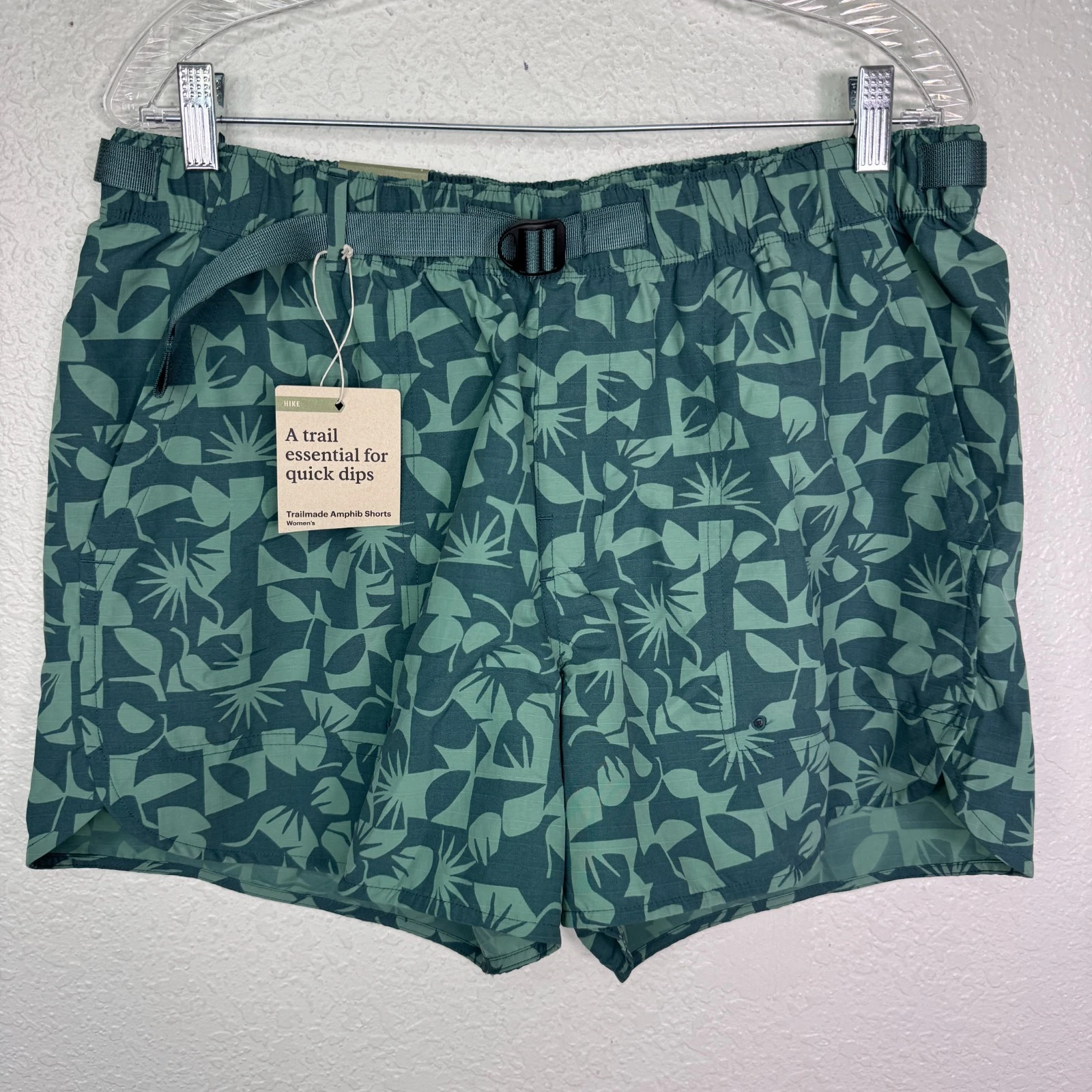 REI Trail Made Amphib Shorts Womens Large Hiking Hike Swim Sun Peak Jasper Green