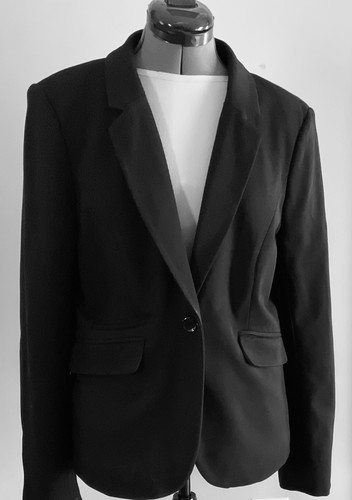 THE LIMITED ~ Womens Black Single Button Long Sleeve Blazer Lined Jacket Size L