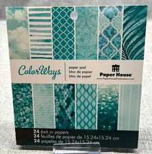 Paper House Colorways TURQUOISE BLUES Paper Pad 6x6 Scrapbooking Cardstock NEW