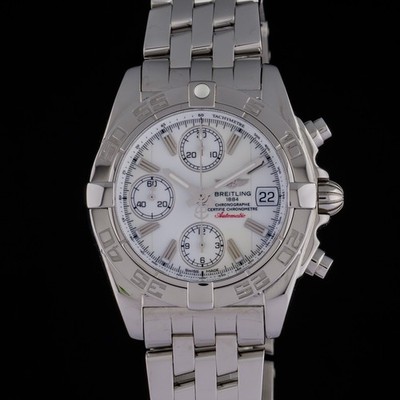 Breitling Chrono Cockpit A13358 White Dial 39mm Automatic Watch + Box/Manuals