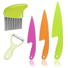 Kitchen Safety Knives for Kids, 6PCS Children's Cooking Knives Plastic Cutting