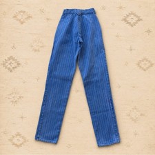 Vintage 80s Western High Rise Tapered Jeans Herringbone Pinstripe Denim USA