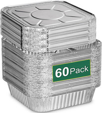 8X8 Aluminum Pans with Lids - 60 Pack Square Disposable Aluminum Fo... Fast Ship